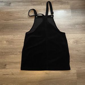 Black soft corduroy overall dress
